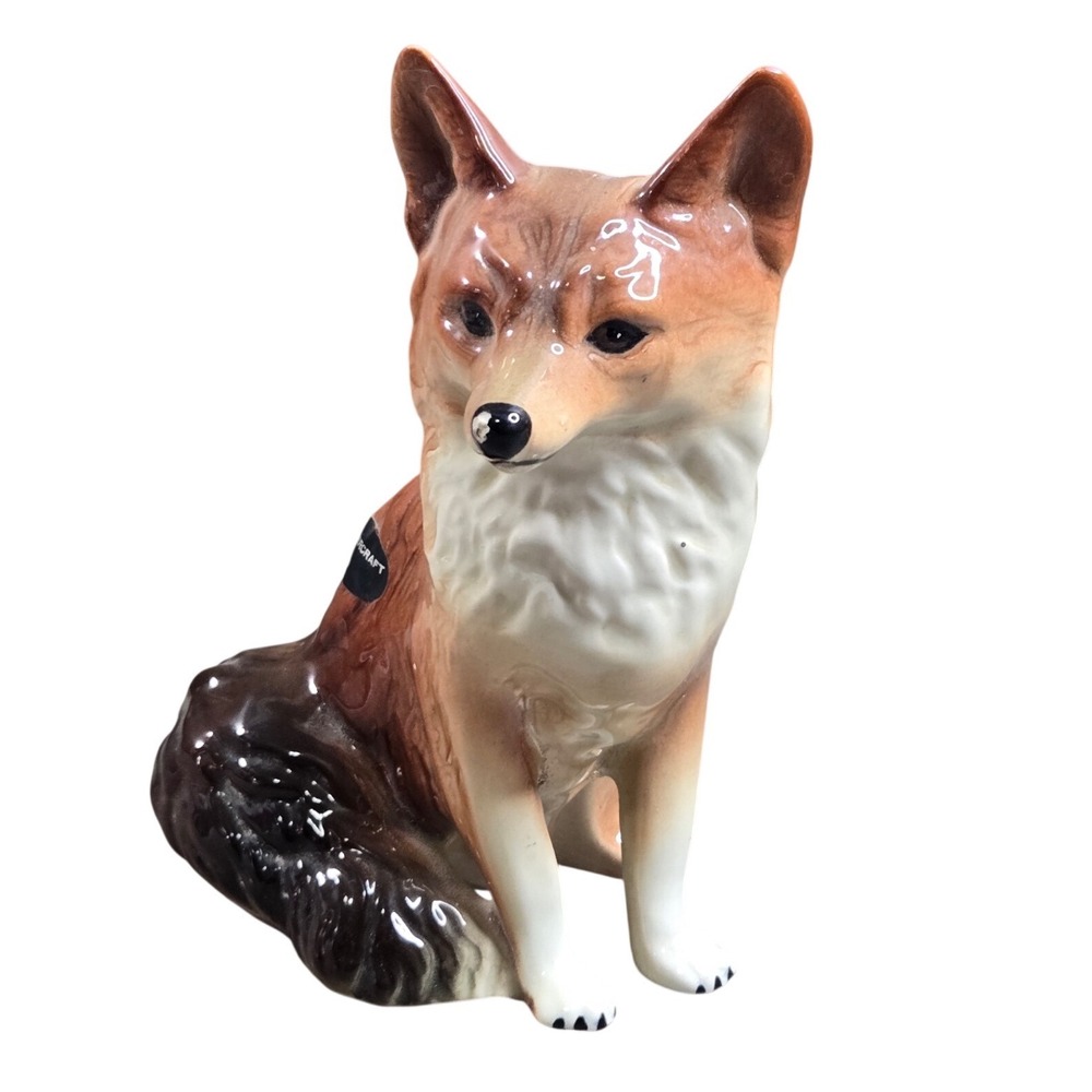 Vintage Coopercraft Ceramic Red Fox Figurine Sitting Made in England Pottery